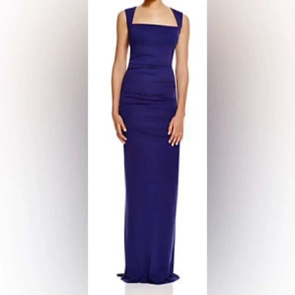 NWT Nicole Miller Royal Blue Purple Ruched Dress Gown CS0193 Size 0